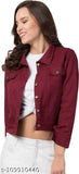 Maroon denim jacket, stylish and durable Indian-made denim jacket in maroon size S, M, L, XL