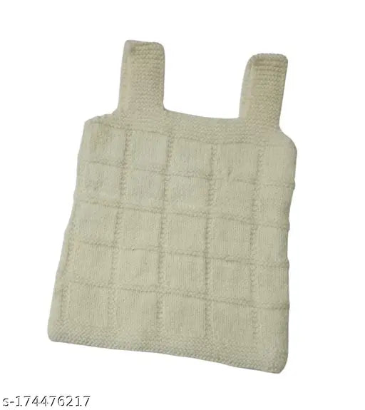Handmade woolen sleeveless sweater for baby (6-12 months), printed net pattern, premium knitting yarn, inner wear, chilly season essential