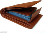 Brown canvas & leather trendy mens wallet, free size with 2 compartments and coin pocket for everyday essentials