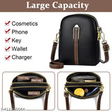 Solid PU crossbody bag for women, double-layered with zipper pouch and detachable belt, casual daily use