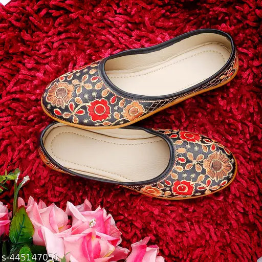 Synthetic leather embellished ballerina shoes for women and girls (sizes: IND-3, IND-4, IND-5, IND-6, IND-7, IND-8), made in India