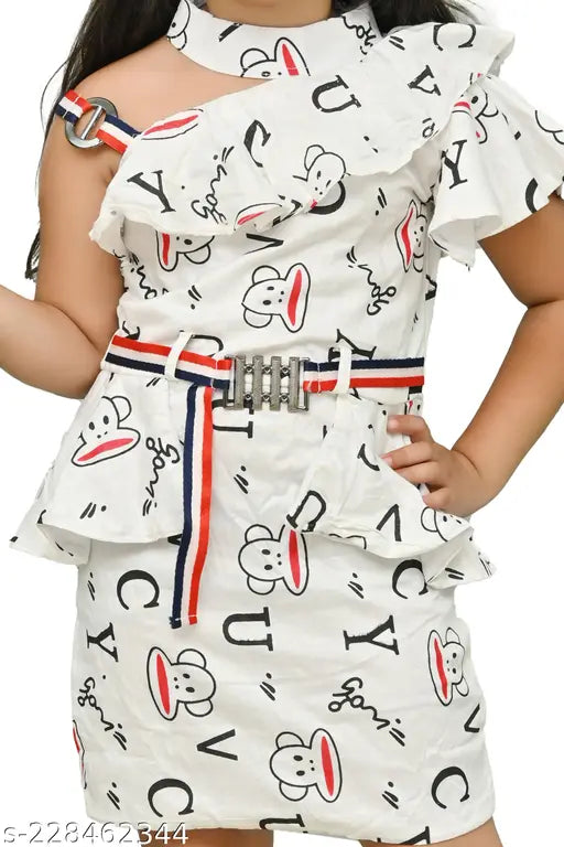 Rayon printed net dress for girls aged 2-6 years, stylish sling bag included - Indian fashion