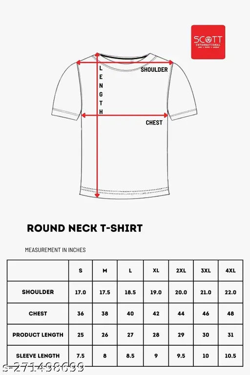 Scott International men's printed cotton blend T-shirt, short sleeves, classic crew neckline, available in various sizes