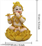 Hand-crafted multicolor resin Krishna statue, 52 x 4 inches, intricate Radha Krishna idol for home decor or gifting