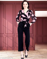 Georgette cotton blend floral print women's jumpsuit, long sleeves, versatile for daily and party wear