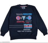 Trendy printed long sleeve sweatshirt for boys, comfy cotton blend fabric in winter colors