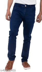 Blue satin slim fit party jeans for men by Trendy PartyFestive