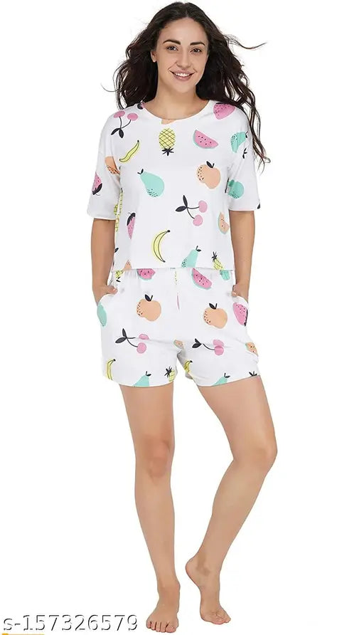 Baby pink cotton blend night suits, trendy and stylish by Kanku Creation. Comfortable to wear with vibrant colors and attractive prints