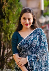 Chiffon saree new collection, printed pattern, free size (5.5m x 0.8m), Indian origin