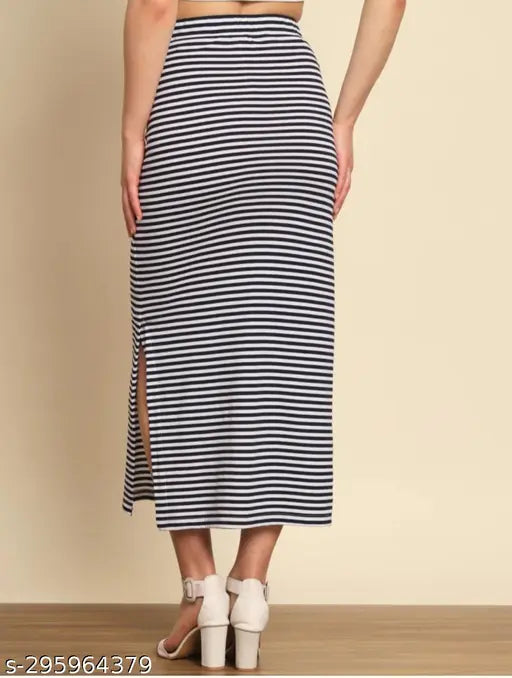 Black cotton blend checked pencil skirt for women, size 26/28/30, India origin