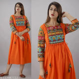 Lightweight rayon printed cotton kurta/gown, perfect fit & comfort, solid combo, ideal for casual events, pairable with leggings, palazzo, and accessories. India-made