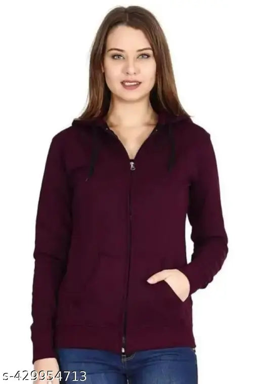 Fleece zipper hood jacket wine, solid color and long sleeves, men's clothing from India