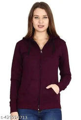 Fleece zipper hood jacket wine, solid color and long sleeves, men's clothing from India