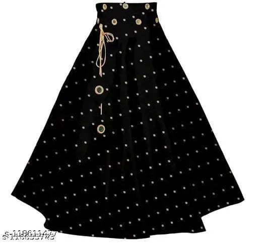 Kids black A-line lehenga with red choli, self-designed and embellished, ideal for parties or ethnic occasions. Cotton blend, jacquard fabric, sleeveless, available in various sizes from 3-16 years old, made in India