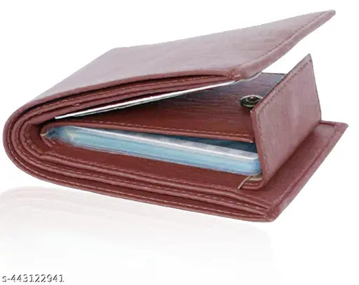 Leather men's wallet collection, solid net, free size (11cm x 9cm), India-made