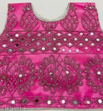Sleeveless baby girls Lehnga Choli combo in Super Net, featuring mirror work and self-design. Exclusive Indian fashion for multiple occasions