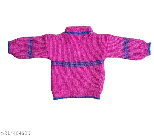 Wool unisex sweater set, printed net pattern, India-made infant clothing on hanger