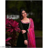 Black bandhni dupatta, embellished Georgette with mirror work and digital print