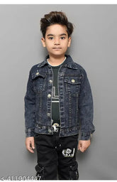 Denim dyed/washed boys jackets & coats for kids (5-14 years), India origin