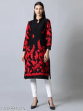 Long-sleeved printed wool A-line kurta by Solzeiq, featuring Indian design on women's clothing