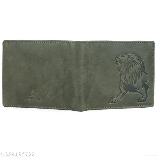 Genuine leather, RFID-blocking men's wallet with 2 compartments, solid color design. Hand-stitched pure buffalo leather wallet for a classic look and longevity