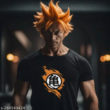 Dragon Ball Super Goku printed cotton blend tshirt for men, anime logo tee, short sleeves, black