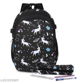 Blue printed nylon laptop backpack, durable & water-resistant, spacious for college students