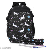 Blue printed nylon laptop backpack, durable & water-resistant, spacious for college students