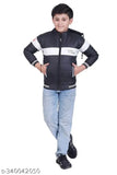 Waterproof kids' party wear jacket, red polyester boys winterwear. Solid pattern, long sleeves, sizes range from 2-3 Years to 11-12 Years. Made in India
