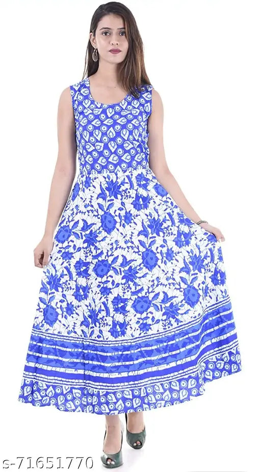 Stylish cotton midi dress, free size, printed mandala design for every occasion