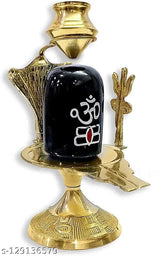 Brass Shiva Lingam statue, 3cm x 8cm x 7cm, Indian festive pooja showpiece