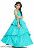Silk sleeveless checked net ethnic gown, Elegant Girls collection for kids aged 5-7, India origin