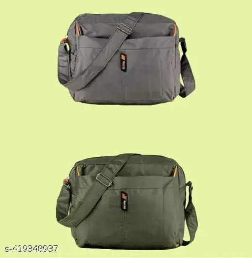 Nylon unisex sling bag combo pack (4 pockets, adjustable shoulder), durable polyester, solid net color, multipurpose travel bag for men & women, multiple compartments, made in India