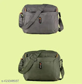 Nylon unisex sling bag combo pack (4 pockets, adjustable shoulder), durable polyester, solid net color, multipurpose travel bag for men & women, multiple compartments, made in India