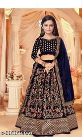 Velvet embroidered kids lehenga choli, 100% finest materials, Indian design