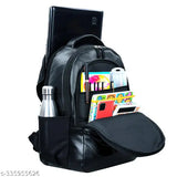 PU leather casual backpack, suitable for school/college/office/travel, 35L with 4 compartments and side mesh pockets