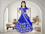 Elegant cotton silk kids lehenga cholis in embroidered net, short sleeves, 0-15 years, Indian craftsmanship