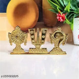 Gold-plated Tirupati Balaji Symbol Shankh Chakra figurines for home and car decor, Indian religious gift