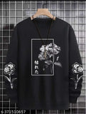 High5 Classic Printed Black Cotton T-Shirt (India), long sleeves, premium cotton blend fabric, versatile wardrobe staple