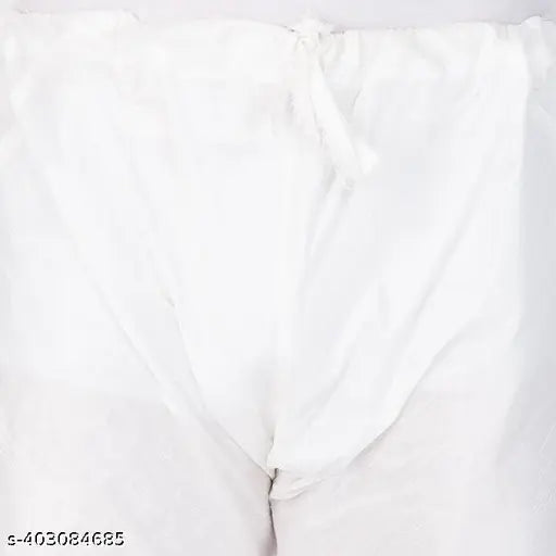 White cotton above-knee pajamas, hand wash only, sizes XS-XXXXL. Made in India