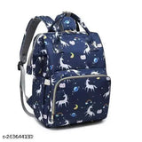 Navy blue unicon print waterproof diaper bag with multiple pockets for moms. Spacious and easy-to-organize baby essentials