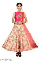 Cotton blend, taffeta silk & net floral print lehenga choli set with dupatta for girls, aged 0-12 years