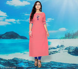 Embellished cotton blend summer kurti with short sleeves, hot fix pattan work fabric - Hand wash, Indian origin (S, M, L, XL, XXL sizes available)