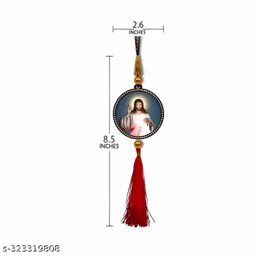 Wooden Jesus car idol showpiece combo pack (2), premium matte finish for car interior decor & gifting, proudly made in India