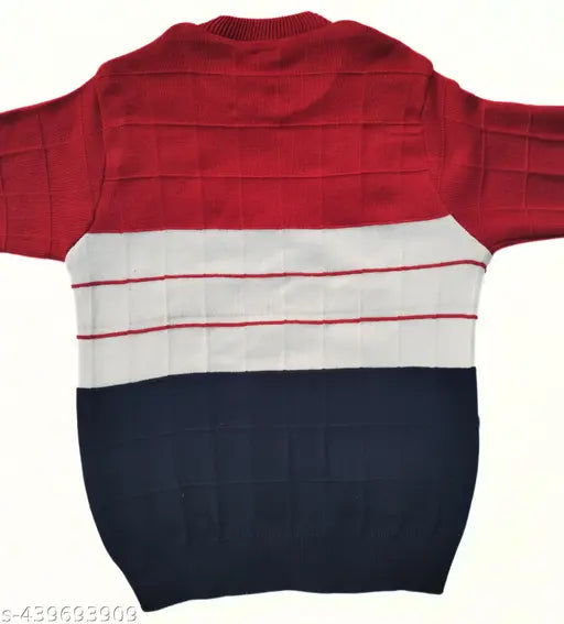 Red and black striped wool sweater, vibrant kids' fashion for playtime and adventures - 3-4 years