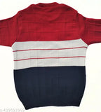 Red and black striped wool sweater, vibrant kids' fashion for playtime and adventures - 3-4 years