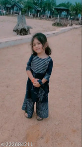 Rayon baby girl kurti sharara set, dyed/washed ethnic Indian outfit in 3-quarter sleeves, suitable for various occasions. Made in India, premium quality and finishing