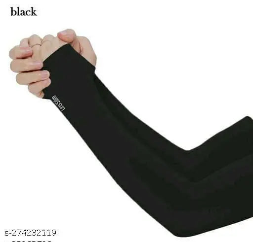Stylish cotton sun visor cap and fingerless arm sleeves combo pack for men, women, and kids - solid pattern, adjustable, trending modern sports wear, made in India