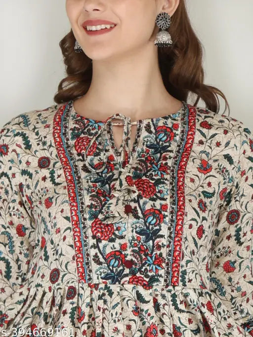 Rayon printed tunic tops for women & girls, three-quarter sleeves, XS to 4XL sizes available