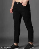 Designer denim jeans for men, solid pattern, sizes: 28, 30, 32, 34, 36 (w:28in, l:39in; w:30in, l:39in; etc.) Indian-made